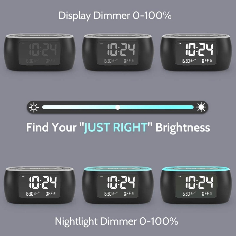 New Glow Small Alarm Clock Radio for Bedrooms with 7 Color Night Light - Picture 5 of 8